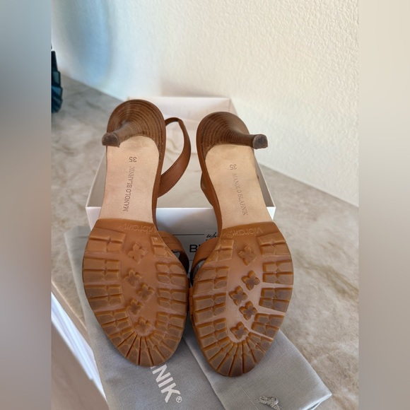 Manolo Blahnik Rancio Brown Leather Sandals Heels & Dust Bag Size 35 EU / 5 US - Picture 11 of 15